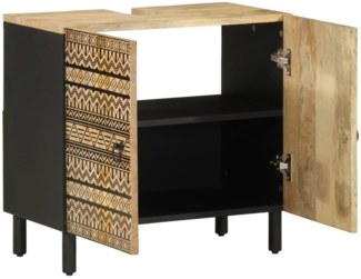 vidaXL Waschbeckenunterschrank Schwarz 62x33x58 cm Massivholz Mango 4018647
