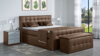 Meisterbetten Boxspringbett Celo 180x220 in MS-Nougat, Matratzenbezug Nano, Ergoflex-Topper