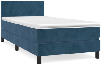 vidaXL Boxspringbett mit Matratze Dunkelblau 90x190 cm Samt 3141159