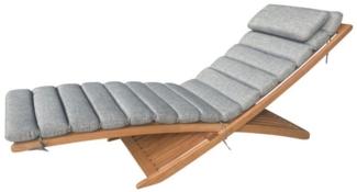 Leco klappbare Holz Gartenliege / Sonnenliege "Grazia", grau, 168 x 53 x 62 cm (L x B x H)