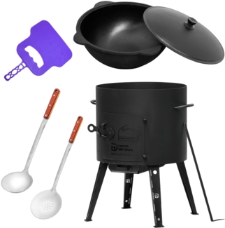 Ø40 Uchag 2mm stahl Utschak 12L Kazan Rund Grillfächer Schaumkelle Suppenkelle Utschak Utschag Kasan Feldküche Außenküche Eintopfofen Gulaschkanone