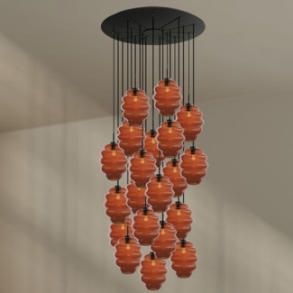 s.luce Echos Galerieleuchte 20-flammig Ø 120cm Baldachin Ø 25cm Braun, Schwarz