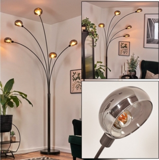 hofstein Stehlampe Stehlampe aus Metall in Schwarz/Chrom/Rauch im Retro/Vintage-Design, verstellbare Stehleuchte mit Marmorfuß und Schalter am Gehäuse, E14