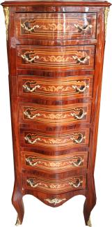 Casa Padrino Barock Kommode Mahagoni Intarsien mit 7 Schubladen 123 x 47 x 35 cm - Antik Stil
