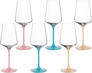 LEONARDO Weinglas Kelchglas BRERA, 400 ml, farbig sortiert, 6er-Set, 6-tlg, Glas, spülmaschinengeeignet