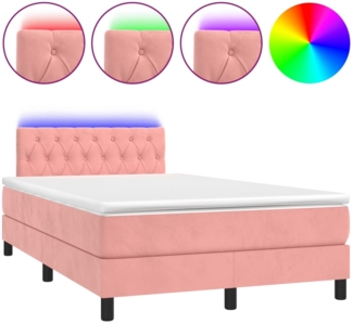 vidaXL Boxspringbett mit Matratze & LED Rosa 120x190 cm Samt 3270176