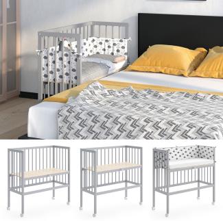 VITALISPA Beistellbett SOPHIE Grau Babybett Stillbett Stubenbett Nestchen Boxspringbett