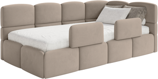 Selsey 'Cloudy' Kinderbett 120x200, Kopfteil rechts, Matratze & Bettkasten, Samt Beige