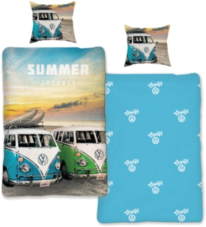 Skybrands Volkswagen Bettwäsche VW Surfen Bulli T1 Duo Renforcé 135 x 200 + 80 x 80 cm