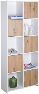 Bücherregal PEPETO 5TW Regal mit 5 Türen Optik: Weiß / Artisan Eiche