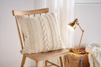 Kissenbezug Kissenhülle Dekokissen Kissen Bezug Strickmuster 45x45cm beige Deko