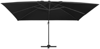vidaXL Ampelschirm mit LED-Leuchten und Alu-Mast 400x300 cm Schwarz 47008