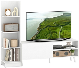 COSTWAY TV-Schrank mit Bücherregal & verstellbarem Regal Fernsehtisch 140cm