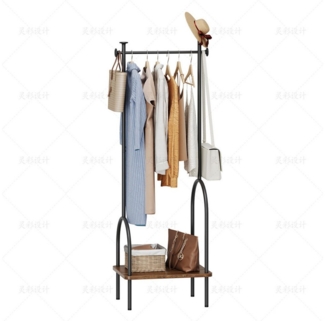 YOLEO Garderobenständer Garderobe Metall Kleiderständer mit Regal und Haken Vintagebraun