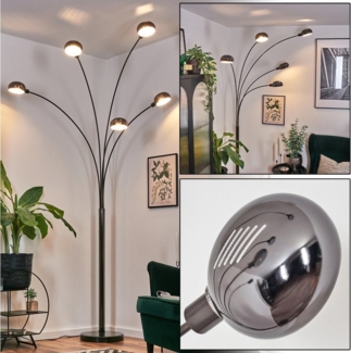 hofstein Stehlampe Stehlampe Metall in Schwarz/Chrom-/Rauch/Weiß im Retro/Vintage-Design, verstellbare Stehleuchte mit Marmorfuß und Schalter am Gehäuse, E14