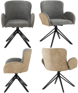 HAUSS SPOLE Esszimmerstuhl 4er mit schwarzen Eisenbeine, ergonomischer 360-Grad-Drehstuhl Grau (4 St)