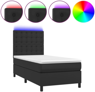 vidaXL Boxspringbett mit Matratze & LED Schwarz 100x200 cm Kunstleder 3135927