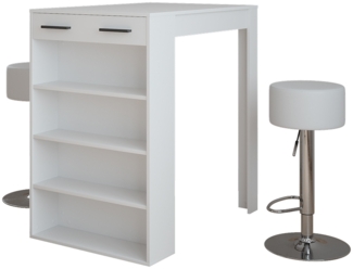 Vicco Bartisch-Set Weiß 67 x 100 cm mit 2 Barhockern, Repose