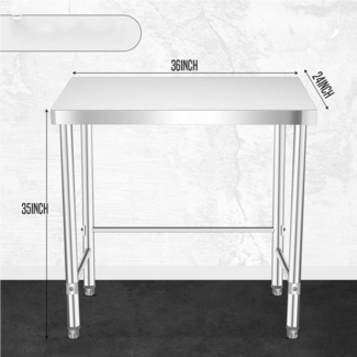 GarveeMore Schreibtisch Edelstahl Catering Arbeitstisch Arbeitsbank für Zuhause Restaurant