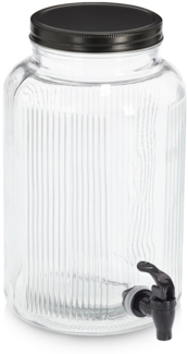 ZELLER 19655 Getränkespender 3,9 Liter mit Zapfhahn, Glas/Metall, ca. Ø 16 x 25 cm