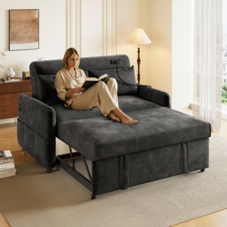 i@home Schlafsofa Modernes Doppel-Klappschlafsofa,Multifunktionssofa mit Schlaffunktion, verstellbare Rückenlehne,Handyhalter,USB-Ladeanschluss, verstellbare Rückenlehne