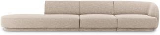Micadoni 4-Sitzer Links Sofa Miley | Bezug Beige | Beinfarbe Black Plastic