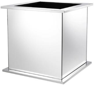 Casa Padrino Luxus Blumentopf Silber 50 x 50 x H. 49 cm - Edelstahl Pflanzentopf mit Spiegelglas