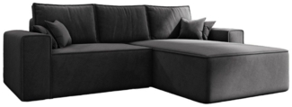 MOEBLO Ecksofa ERNO II, L-förmiges Schlafsofa aus Samtstoff mit Bettkasten und Kissen, Komfortable Couch für Wohnzimmer, Sofagarnitur Eckcouch mit Schlaffunktion, mit Schlaffunktion und Bettkasten