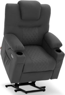 M MCombo elektrische Aufstehhilfe Relaxsessel Massagesessel 2 Motoren 7565(Dunkelgrau)