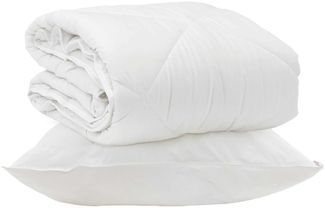 vidaXL Ganzjahresbettdecke mit Kissen 2 pcs Weiß Mikrofaser 3376543