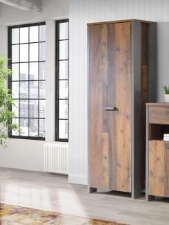 Garderobenschrank Stauraumschrank old wood vintage beton dunkelgrau 67cm