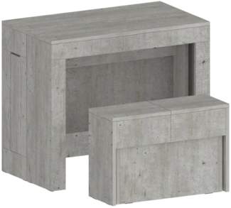 Dmora Tisch- und Stuhlset Badesi, Mehrzweckkomposition, Set mit Konsole und 1 ausziehbarer Bank, 100 % Made in Italy, 66 x 25 x 45 cm, Zement