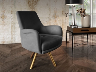 Sessel Drehsessel VALERIE in Stoff Stoff Elisa Velvet Anthrazit