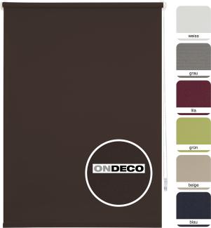 ondeco Tageslichtrollo ohne Bohren, Klemmfix Sichtschutzrollo Seitenzugrollo Klemmrollo, lichtdurchlässig und Blickdicht - Braun - 90x210 cm