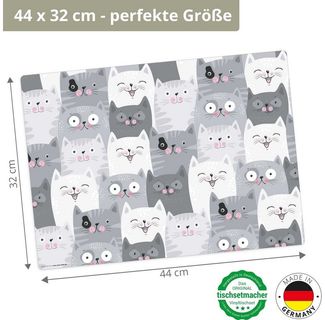 Tischsetmacher Platzset Tischset, Platzset abwaschbar - für Kinder - Katzen Konferenz, (aus erstklassigem Vinyl (Kunststoff - BPA-frei), 1-St, 44 x 32 cm - rutschfeste Tischdekoration), Made in Germany