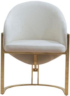 Casa Padrino Luxus Esszimmer Stuhl mit Armlehnen Weiß / Gold H. 84 cm