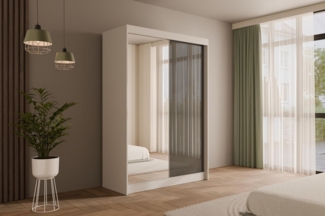 ALTDECOR Schiebetürenschrank VESLI (Kleiderschrank Garderobenschrank mit viel Stauraum Moderner Schrank) Spiegel Spiegeltüren Vielseitiger Schwebetürenschrank LED Beleuchtung