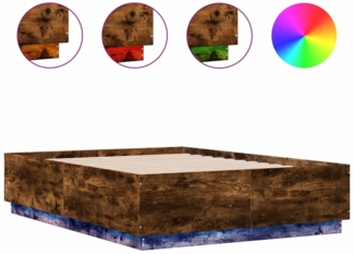 vidaXL Bettgestell mit LED Räuchereiche 140x190 cm Holzwerkstoff 3209643