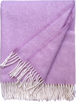 Wolldecke Plaid mit Fransen 100% Schurwolle (145x180 cm, Uni Pink)