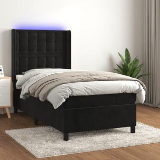vidaXL Boxspringbett mit Matratze & LED Schwarz 80x200 cm Samt 3139771
