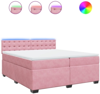 vidaXL Boxspringbett mit Matratze Rosa 200x200 cm Samt 3288719