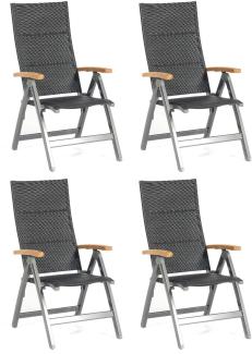 Sonnenpartner 4er-Set Klappsessel Sierra Aluminium mit Textilen anthrazit Klapp-Sessel Klappstuhl