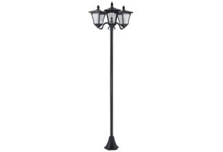 Outsunny Außen-Stehlampe Wegleuchte mit LED 120 Lumen, automatischer Lichtsensor, LED, Kaltweiß, Schwarz 51,5 x 47 x 182,5 cm
