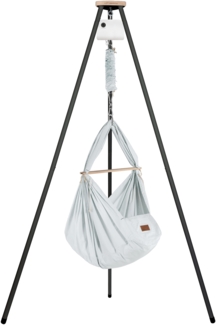 Federwiege mit Tipi und Motor Bio AirGrey Schafwolle Anthrazit Motor Weiß