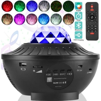 MUPOO LED Nachtlicht LED Sternenhimmel Projektor Galaxy Light mit Fernbedienung,Timer, Bluetooth Galaxy Projector, für Kinder&Erwachsene Zimmer Dekoration,Nachtlicht Lautsprecher