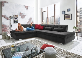 Die PlanBar Ecksofa MP-IN17004 L-Form, wahlweise mit Bettfunktion, Sitztiefen- und Kopfteilverstellung