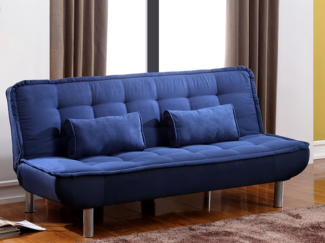 Vente-unique - Schlafsofa Klappsofa - Stoff - Blau - MISHAN