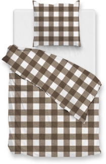 Zo! Home Cotton Bettwäsche 155x220 Quattro di Lino Palm Taupe weiß Karo