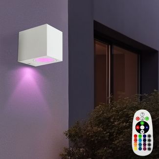RGB LED Wandleuchte, Außen, Alu, Glas, weiß, H 8 cm