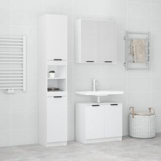 vidaXL 3-tlg. Badmöbel-Set Weiß Holzwerkstoff 3115876